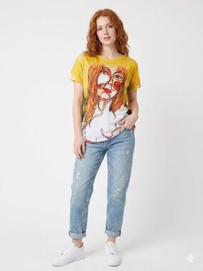 La Isla Abstract Face Graphic Tee Artsy Streetwear Statement Top XL